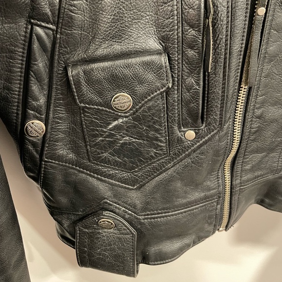 Vintage 80s 90s Harley Davidson Authentic Leather Biker Jacket Embossed Logo - Picture 9 of 16